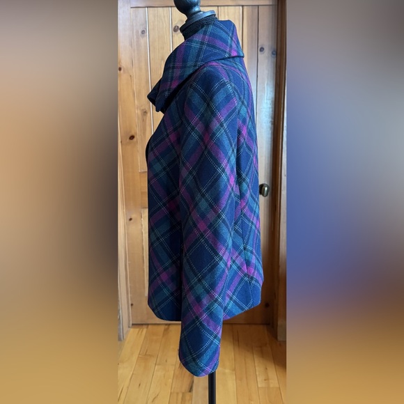 Talbots Plaid Wool Blend Lined Pea Coat Jacket (12P) - Picture 5 of 17